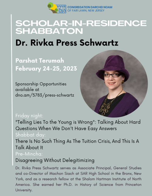 Banner Image for Scholar-in-Residence with Dr. Rivka Press Schwartz