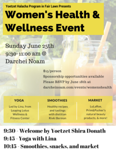 Yoetzet Halacha Program of Fair Lawn Present's Women's Health & Wellness Event